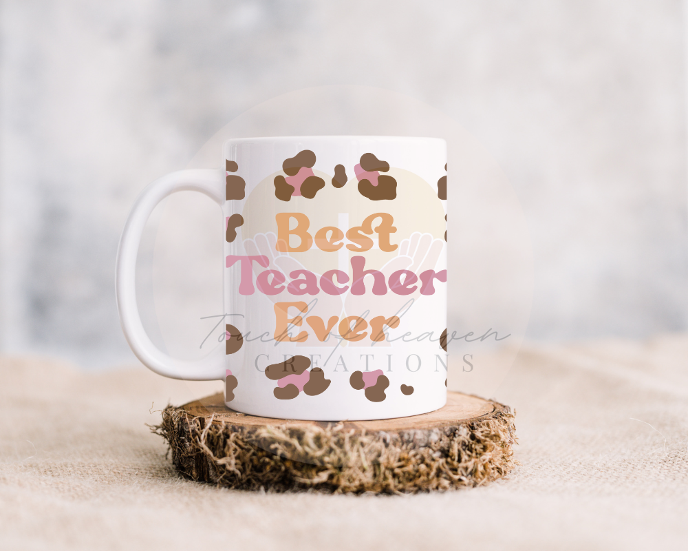 Pink cow print best teacher ever