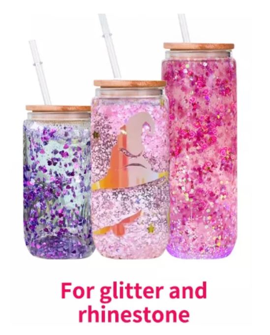 Glass snow globe tumbler with pre-drilled hole