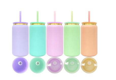 Macaron colored 16oz metal cans