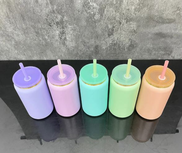 Macaron colored 16oz metal cans