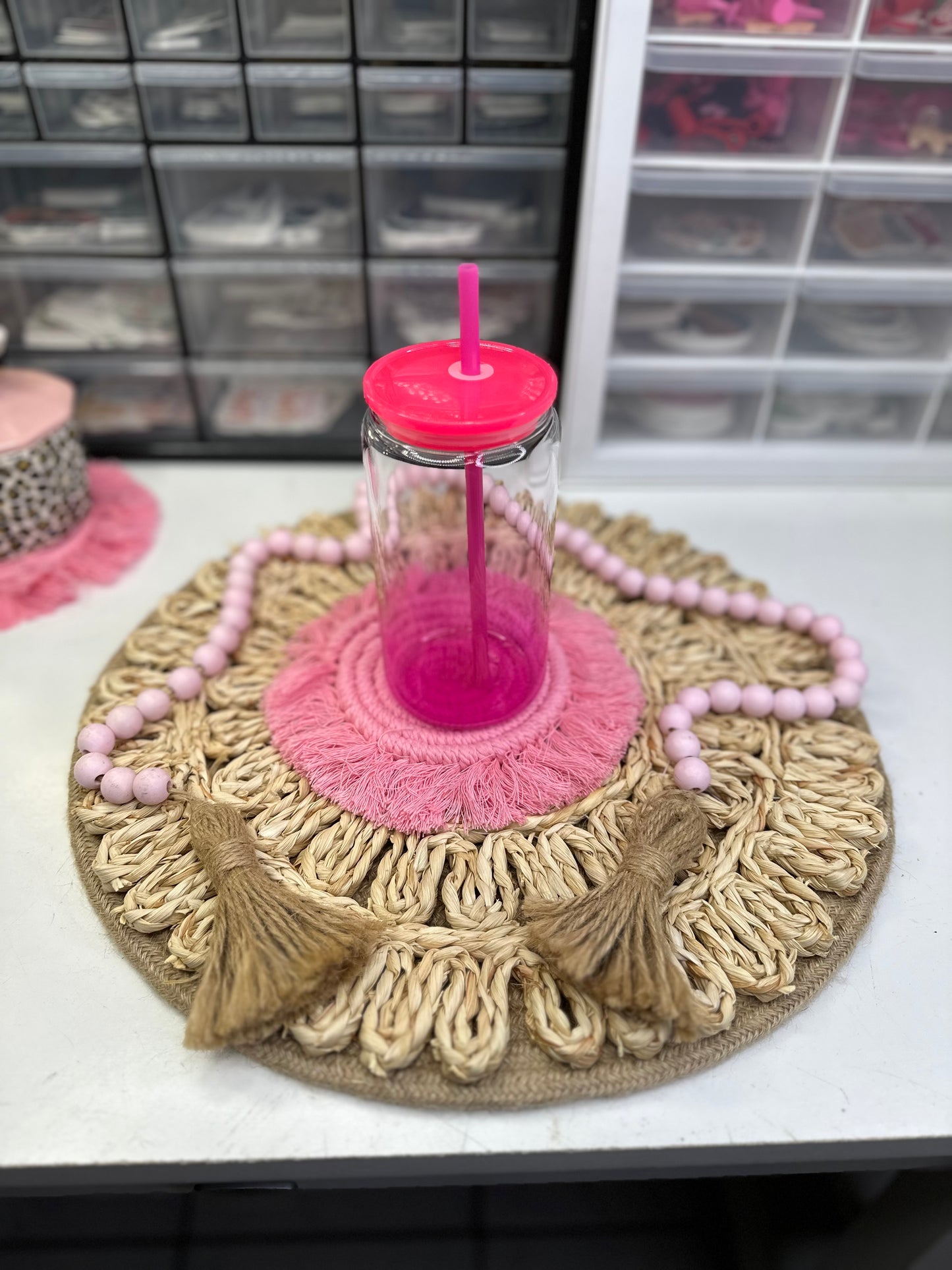 Ombre Glass cans  W/ Plastic lids