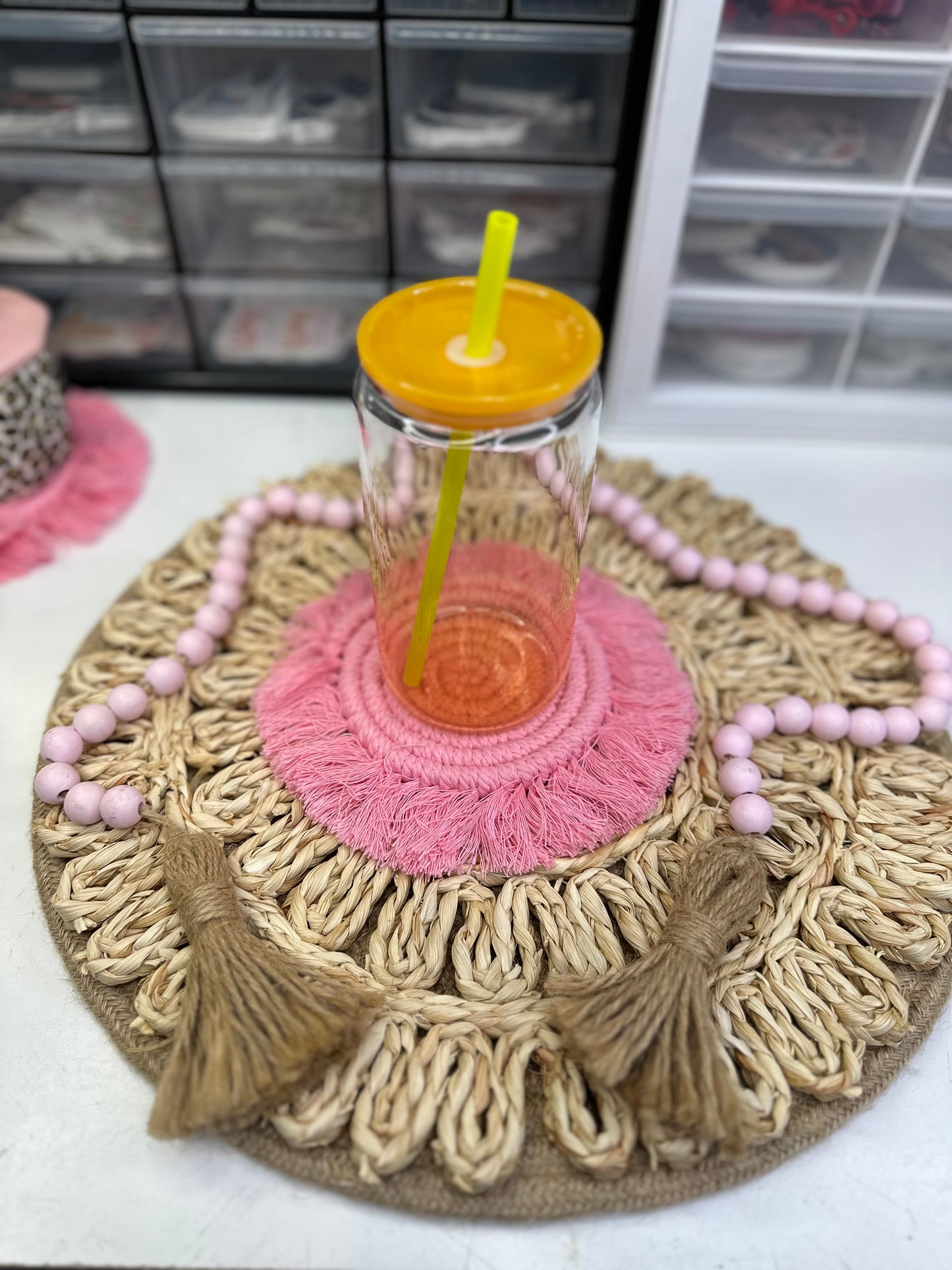 Ombre Glass cans  W/ Plastic lids