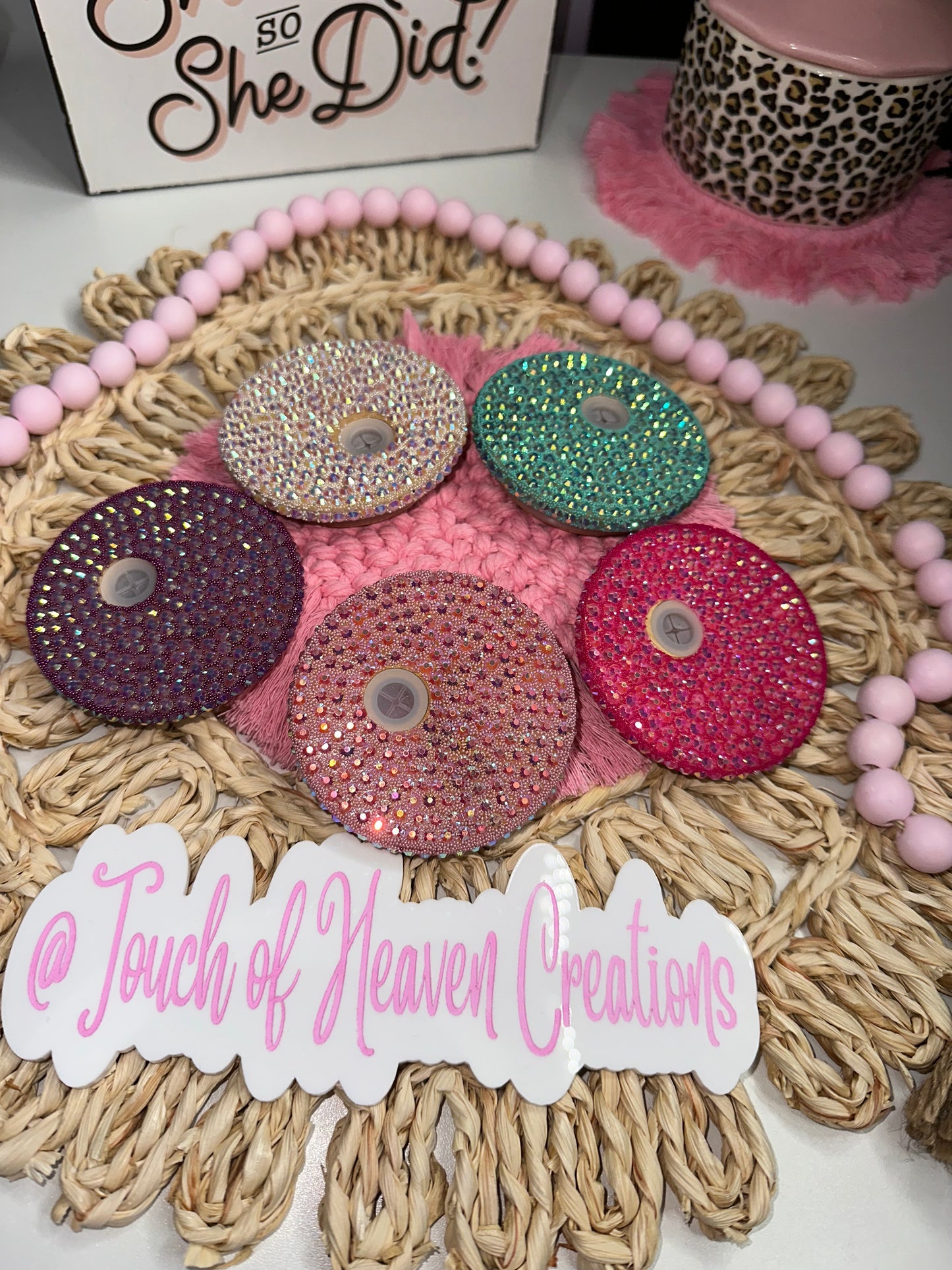 Rhinestone Bamboo Lid for Glass Can Cup