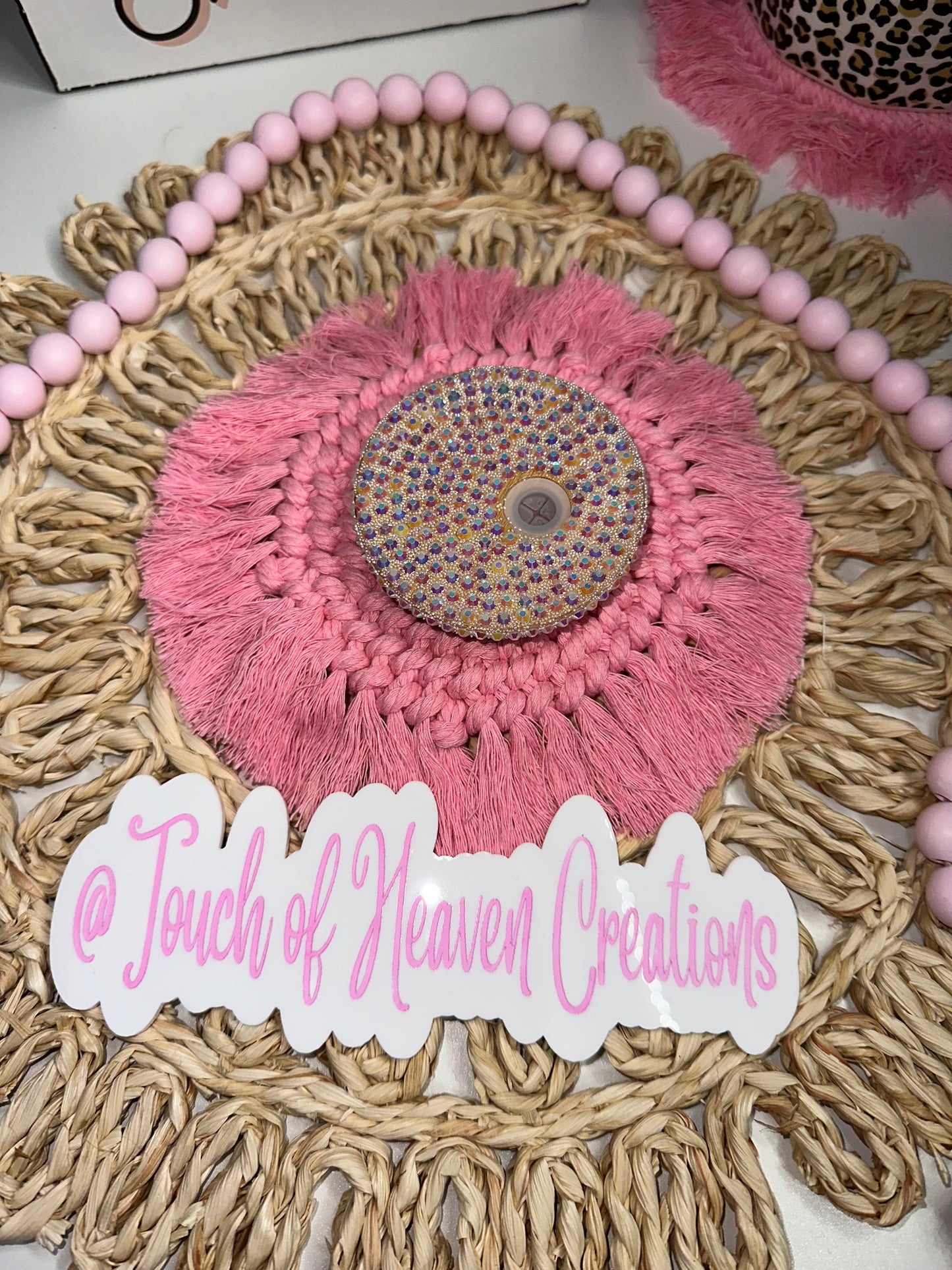 Rhinestone Bamboo Lid for Glass Can Cup