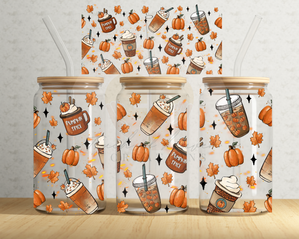 Pumpkin spice latte and leaves